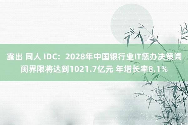 露出 同人 IDC：2028年中国银行业IT惩办决策阛阓界限将达到1021.7亿元 年增长率8.1%