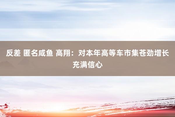 反差 匿名咸鱼 高翔：对本年高等车市集苍劲增长充满信心