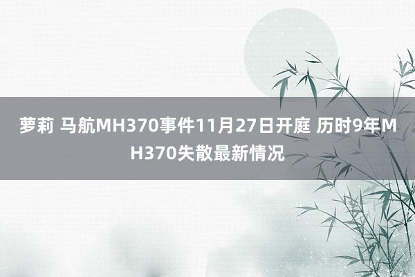 萝莉 马航MH370事件11月27日开庭 历时9年MH370失散最新情况