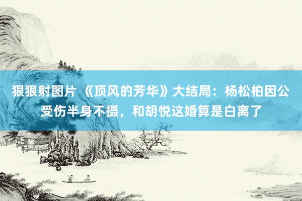 狠狠射图片 《顶风的芳华》大结局：杨松柏因公受伤半身不摄，和胡悦这婚算是白离了