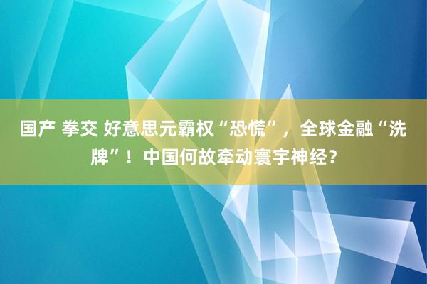 国产 拳交 好意思元霸权“恐慌”，全球金融“洗牌”！中国何故牵动寰宇神经？