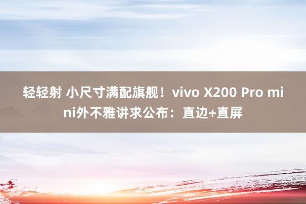 轻轻射 小尺寸满配旗舰！vivo X200 Pro mini外不雅讲求公布：直边+直屏