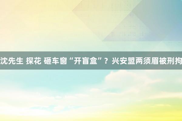 沈先生 探花 砸车窗“开盲盒”？兴安盟两须眉被刑拘