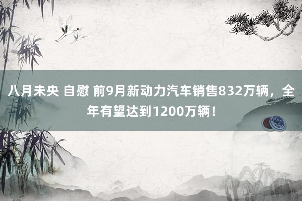 八月未央 自慰 前9月新动力汽车销售832万辆，全年有望达到1200万辆！