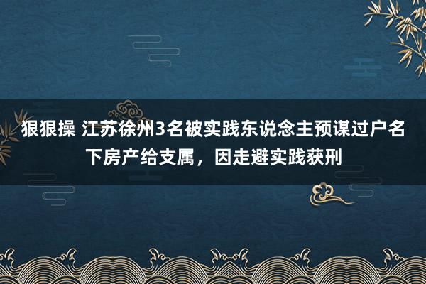 狠狠操 江苏徐州3名被实践东说念主预谋过户名下房产给支属，因走避实践获刑