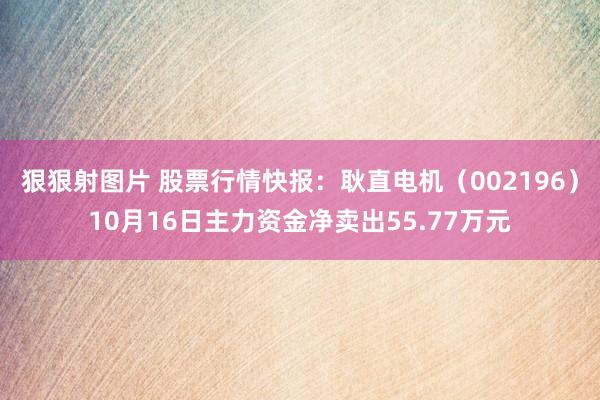 狠狠射图片 股票行情快报：耿直电机（002196）10月16日主力资金净卖出55.77万元