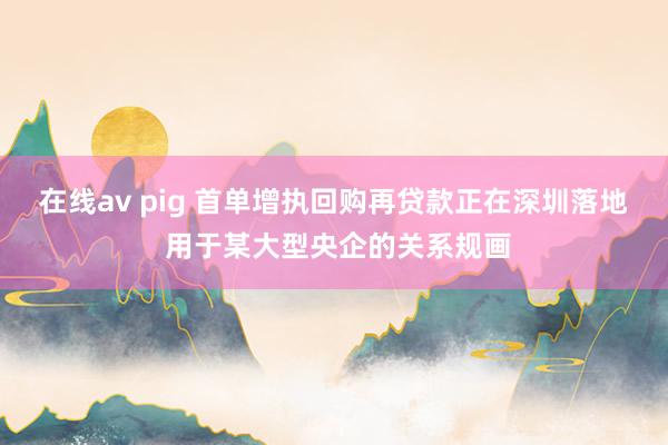 在线av pig 首单增执回购再贷款正在深圳落地 用于某大型央企的关系规画