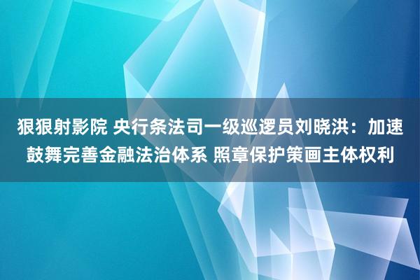 狠狠射影院 央行条法司一级巡逻员刘晓洪：加速鼓舞完善金融法治体系 照章保护策画主体权利