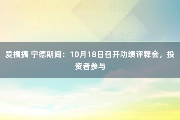 爱搞搞 宁德期间：10月18日召开功绩评释会，投资者参与