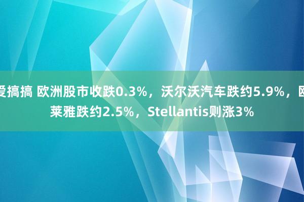 爱搞搞 欧洲股市收跌0.3%，沃尔沃汽车跌约5.9%，欧莱雅跌约2.5%，<a href=