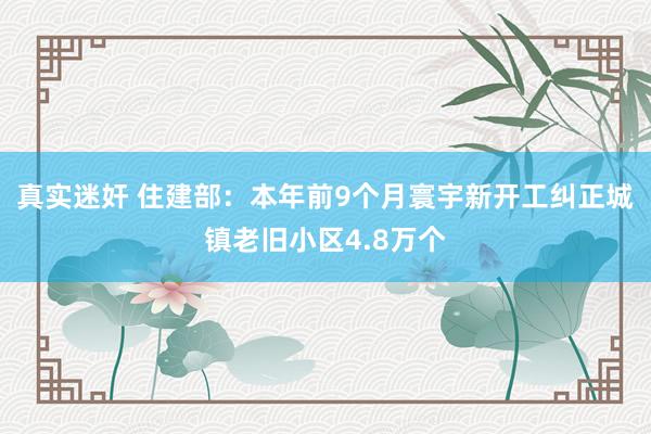 真实迷奸 住建部：本年前9个月寰宇新开工纠正城镇老旧小区4.8万个