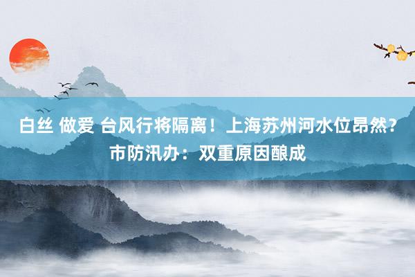 白丝 做爱 台风行将隔离！上海苏州河水位昂然？市防汛办：双重原因酿成