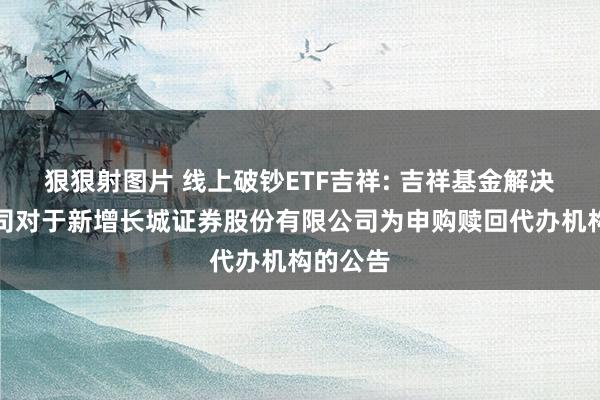 狠狠射图片 线上破钞ETF吉祥: 吉祥基金解决有限公司对于新增长城证券股份有限公司为申购赎回代办机构的公告