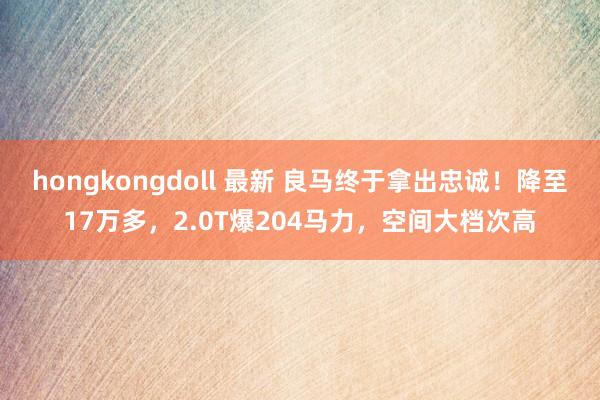 hongkongdoll 最新 良马终于拿出忠诚！降至17万多，2.0T爆204马力，空间大档次高