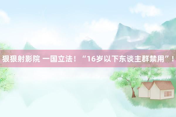 狠狠射影院 一国立法！“16岁以下东谈主群禁用”！