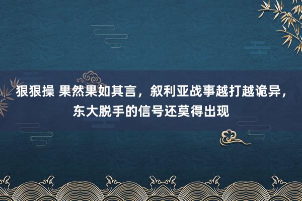 狠狠操 果然果如其言，叙利亚战事越打越诡异，东大脱手的信号还莫得出现