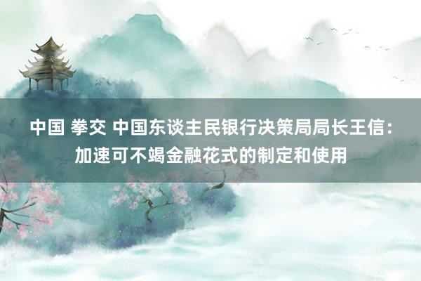 中国 拳交 中国东谈主民银行决策局局长王信：加速可不竭金融花式的制定和使用