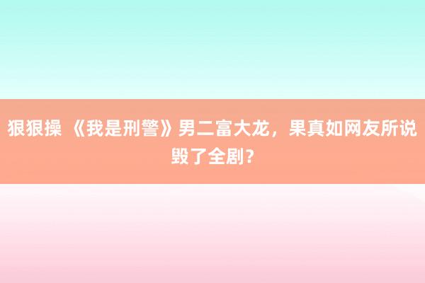 狠狠操 《我是刑警》男二富大龙，果真如网友所说毁了全剧？