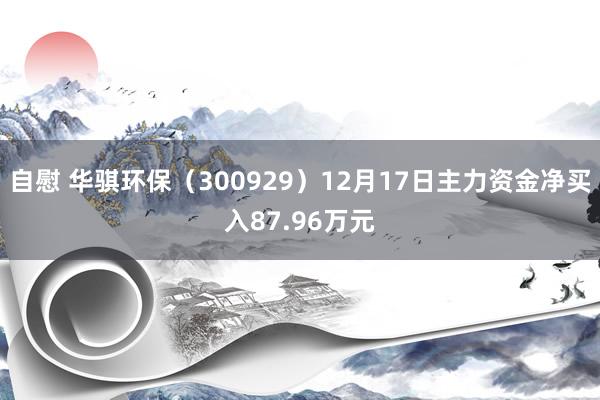 自慰 华骐环保（300929）12月17日主力资金净买入87.96万元