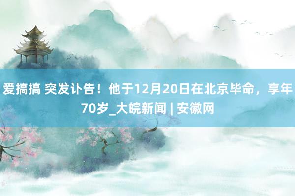 爱搞搞 突发讣告！他于12月20日在北京毕命，享年70岁_大皖新闻 | 安徽网