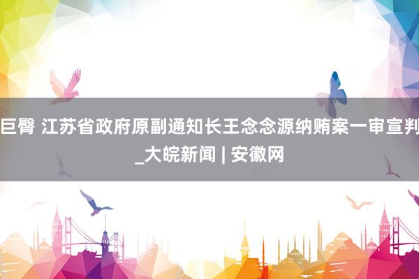 巨臀 江苏省政府原副通知长王念念源纳贿案一审宣判_大皖新闻 | 安徽网