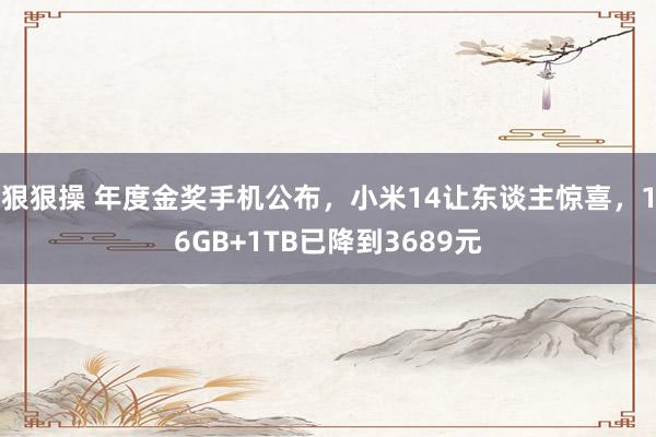 狠狠操 年度金奖手机公布，小米14让东谈主惊喜，16GB+1TB已降到3689元