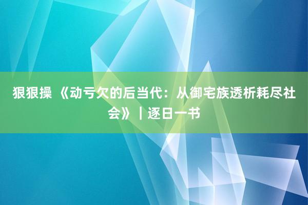 狠狠操 《动亏欠的后当代：从御宅族透析耗尽社会》｜逐日一书