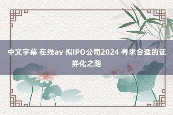 中文字幕 在线av 拟IPO公司2024 寻求合适的证券化之路