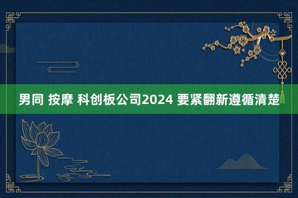 男同 按摩 科创板公司2024 要紧翻新遵循清楚