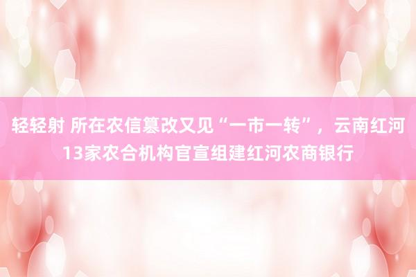 轻轻射 所在农信篡改又见“一市一转”，云南红河13家农合机构官宣组建红河农商银行