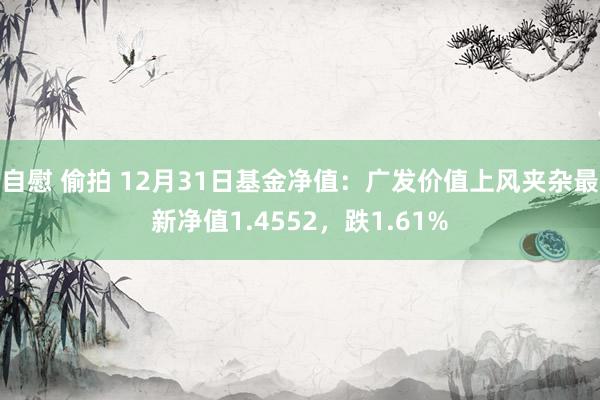 自慰 偷拍 12月31日基金净值：广发价值上风夹杂最新净值1.4552，跌1.61%