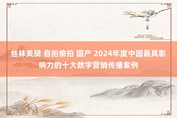 丝袜美腿 自拍偷拍 国产 2024年度中国最具影响力的十大数字营销传播案例