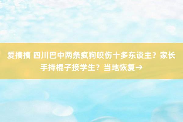 爱搞搞 四川巴中两条疯狗咬伤十多东谈主？家长手持棍子接学生？当地恢复→