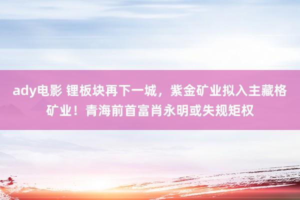 ady电影 锂板块再下一城，紫金矿业拟入主藏格矿业！青海前首富肖永明或失规矩权