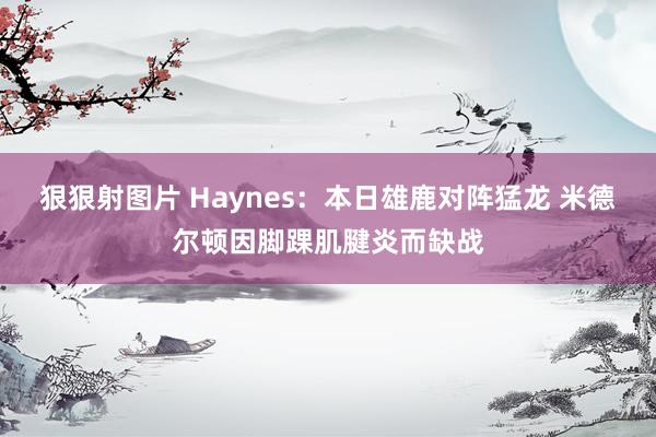 狠狠射图片 Haynes：本日雄鹿对阵猛龙 米德尔顿因脚踝肌腱炎而缺战