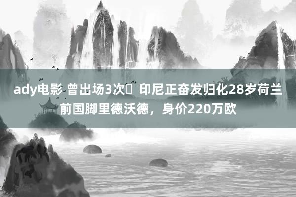 ady电影 曾出场3次❗印尼正奋发归化28岁荷兰前国脚里德沃德，身价220万欧