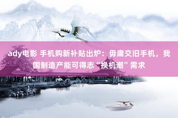 ady电影 手机购新补贴出炉：毋庸交旧手机，我国制造产能可得志“换机潮”需求